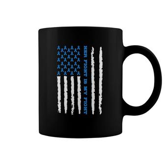 Als Her Fight Is My Fight Blue Ribbon Usa Flag Coffee Mug | Mazezy