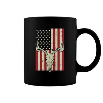 American Flag Deer Skull Vintage Hunting Patriotic Hunt Dad Coffee Mug | Mazezy CA