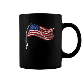 American Flag Fishing Rod 4Th Of July Patriotic Fisherman Coffee Mug | Mazezy