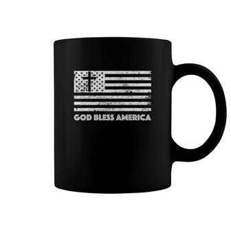 American Flag God Bless America With Cross Coffee Mug - Thegiftio