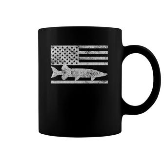 American Flag Musky Fishing Patriotic Muskie Gift Coffee Mug | Mazezy