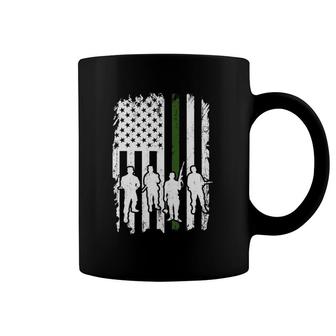 American Flag Soldiers Thin Green Line Flag Usa Patriotic Coffee Mug | Mazezy