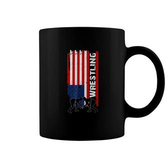 American Flag Wrestling Coffee Mug | Mazezy