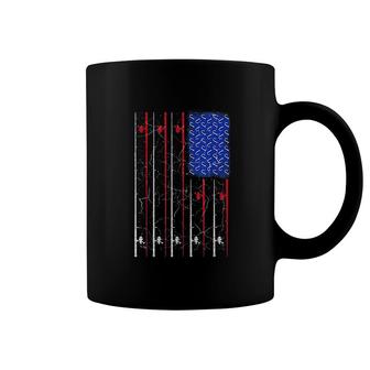 American Us Flag Fishing Rod Coffee Mug | Mazezy