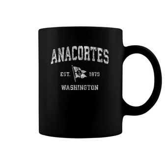 Anacortes Washington Wa Vintage Boat Anchor Flag Design Tee Coffee Mug | Mazezy