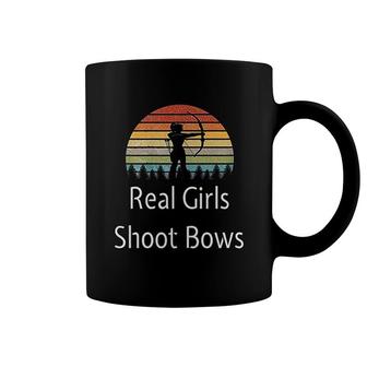 Archery Real Girls Shoot Bows Hunting Woman Gift Retro Coffee Mug - Thegiftio UK