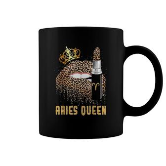 Aries Queen Leopard Lips Aries For Women Girl Kids Coffee Mug | Mazezy