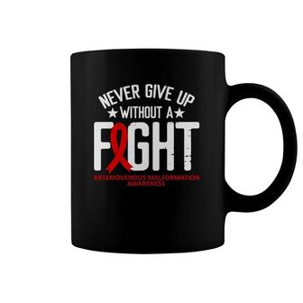 Arteriovenous Malformation Without A Fight Burgundy Ribbon Coffee Mug | Mazezy