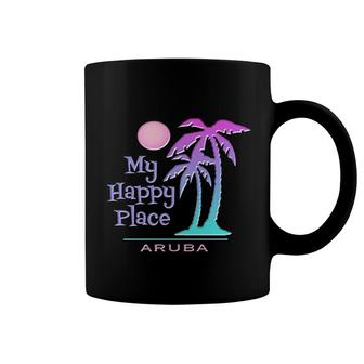 Aruba Souvenir Palm Tree Happy Beach Sun Coffee Mug | Mazezy
