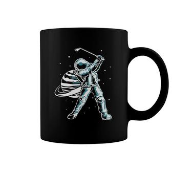 Astronaut In Space With Golf Club Funny Golf Player Coffee Mug | Mazezy