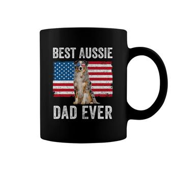 Australian Shepherd Dad American Flag Dog Lover Aussie Dad Coffee Mug | Mazezy