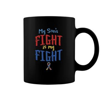 Autism Awareness My Son's Fight Ribbon Support Mom Dad Coffee Mug | Mazezy