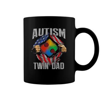 Autism Twin Dad American Flag Autism Awareness Coffee Mug | Mazezy