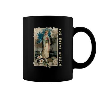 Ave Maris Stella Lady Blessed Mother Mary Latin Catholic Raglan Baseball Tee Coffee Mug | Mazezy