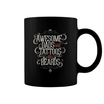 Awesome Dads Have Tattoos And Beards Funny Gift Mens Coffee Mug | Mazezy UK