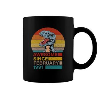 Awesome Since February 1991 Dinosaur 31 Years Old Birthday Coffee Mug | Mazezy