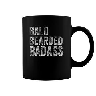 Bald Bearded Badass Bald Guy Dad Coffee Mug | Mazezy