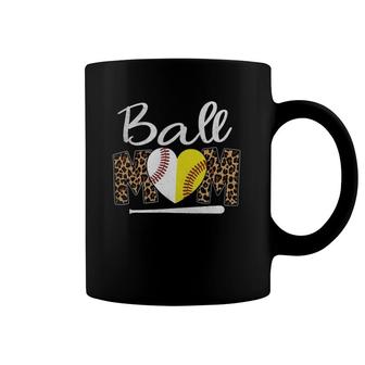 Ball Mom Leopard Funny Softball Baseball Women Mother's Day Coffee Mug | Mazezy