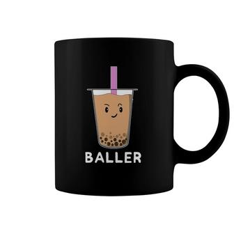 Baller Funny Boba Bubble Pearl Milk Tea Punny Character Coffee Mug | Mazezy
