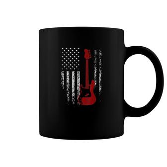 Bass Guitar American Flag Coffee Mug | Mazezy