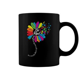 Be Kind Flower Puzzle Pieces Autism Awareness Kindness Kids Coffee Mug - Seseable
