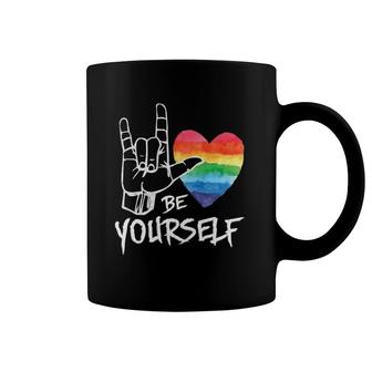 Be Yourself Lovely Lgbt Gay Pride Lesbian Gays Love Coffee Mug | Mazezy