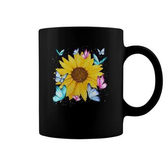 Beautiful Nature Yellow Flowers Florist Butterfly Sunflower Coffee Mug | Mazezy
