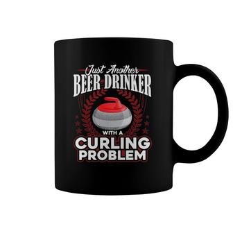 Beer Drinker With A Curling Problem Funny Curling Coffee Mug | Mazezy