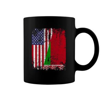 Belarusian Roots Half American Flag Belarus Flag Coffee Mug | Mazezy