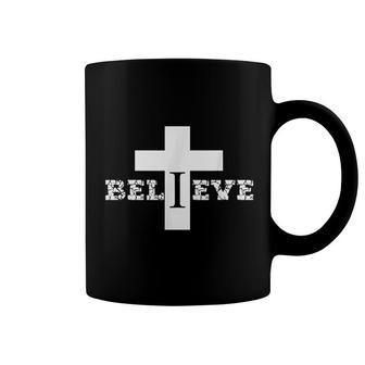 Believe Christian Saying With Cross Coffee Mug | Mazezy