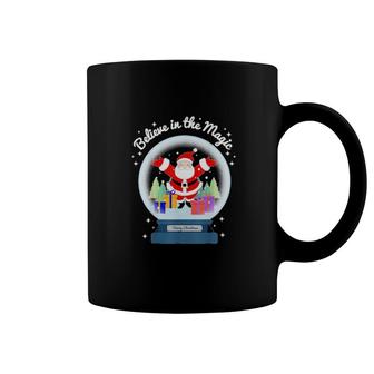 Believe In The Magic Merry Christmas Santa Snow Globe Sweat Coffee Mug | Mazezy