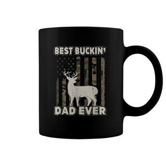 Best Buckin' Dad Ever Camo American Flag Hunter Coffee Mug | Mazezy