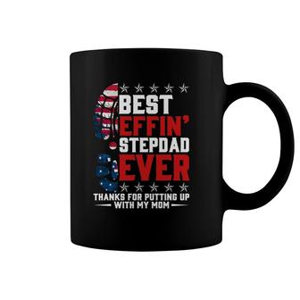 Best Effin’ Stepdad Ever Thanks For Putting Up With My Mom American Flag Foot Coffee Mug | Mazezy