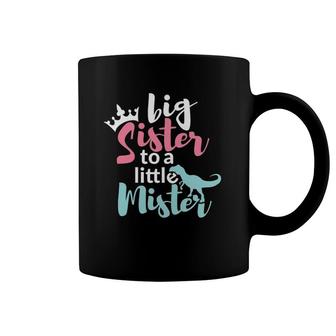 Big Sis Sister To A Little Mister Dino & Crown Gift Coffee Mug | Mazezy DE