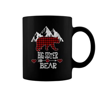 Big Sister Bear Christmas Pajama Red Plaid Buffalo Matching Coffee Mug | Mazezy
