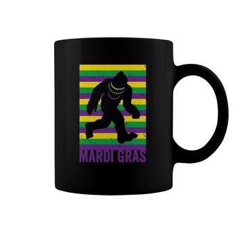 Bigfoot Sasquatch Mardi Gras Beads Fat Tuesday Festival Coffee Mug | Mazezy