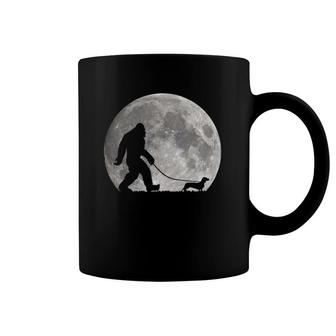 Bigfoot Walking Dachshund Dog Moon Sasquatch Coffee Mug | Mazezy