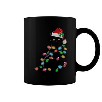 Black Cat Christmas Light Cat Christmas Coffee Mug | Mazezy