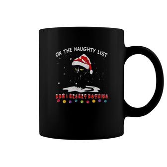 Black Cat On The Nuaghty List Santa Hat Merry Christmas Coffee Mug | Mazezy