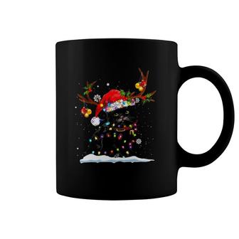 Black Cat With Santa Hat Antlers Snowflake Christmas Decoration Coffee Mug | Mazezy