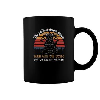 Black Cat Yoga The Path Of Inner Peace Begins With Four Words Vintage Retro Coffee Mug | Mazezy
