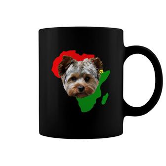 Black History Month African Map Yorkshire Terrier Gift For Pet Lovers Proud Black Coffee Mug | Mazezy