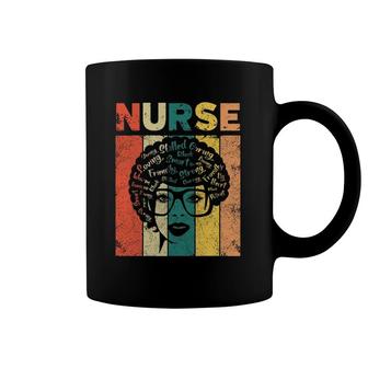 Black Woman Nurse Afro Retro Black History Month Coffee Mug | Mazezy