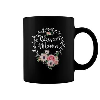 Blessed Mama For Women Flower Decor Mom Coffee Mug | Mazezy