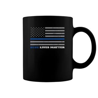 Blue Lives Matter Thin Blue Line Flag Coffee Mug | Mazezy