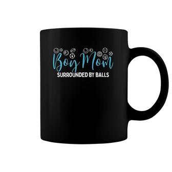 Boy Mom Surrounded By Balls Mother Of Ballers Sports Costume Coffee Mug | Mazezy