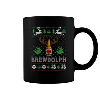 Brewdolph Reindeer Beer Bottle Brewer Ugly Christmas Coffee Mug | Mazezy