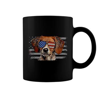 Brittany Dog July 4Th Retro Usa American Flag Coffee Mug | Mazezy