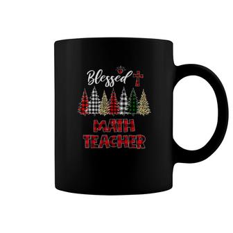 Buffalo Plaid Christmas Tree Blessed Math Teacher Christmas Coffee Mug | Mazezy