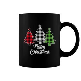 Buffalo Plaid Christmas Tree Red White Green Leopard Coffee Mug | Mazezy